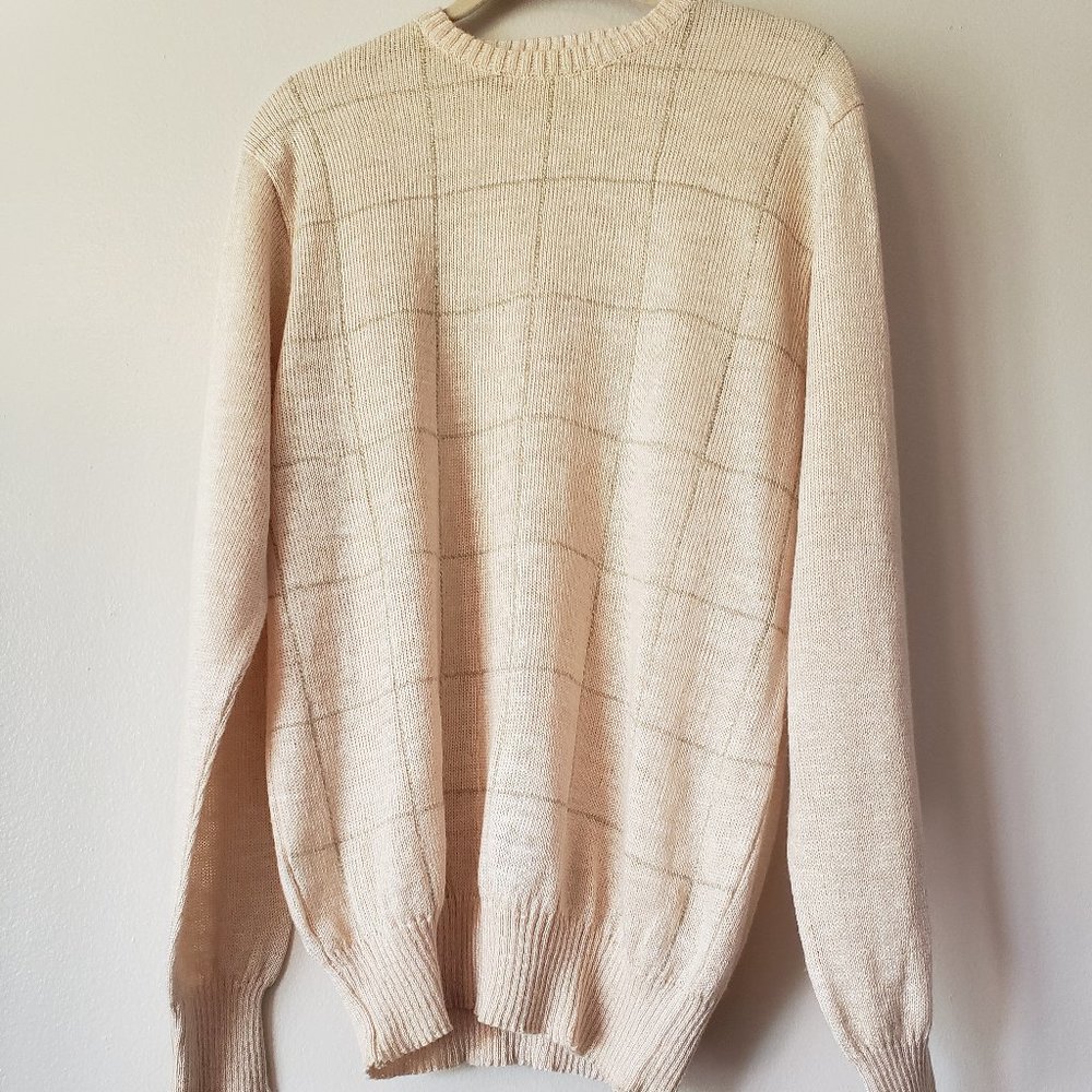 Men's Alberto Tosi Ivory Pullover Linen Sweater M